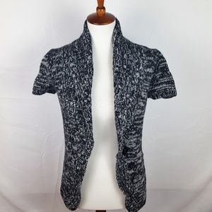 Ann Taylor Open Front Cardigan Light Gray Black